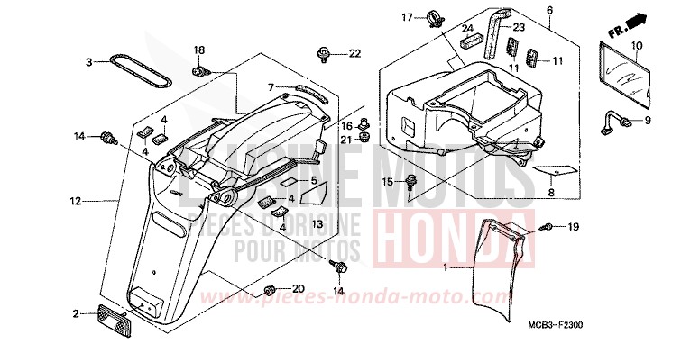 REAR FENDER for Transalp 650 BUD GREEN METALLIC (GY120) from 2000